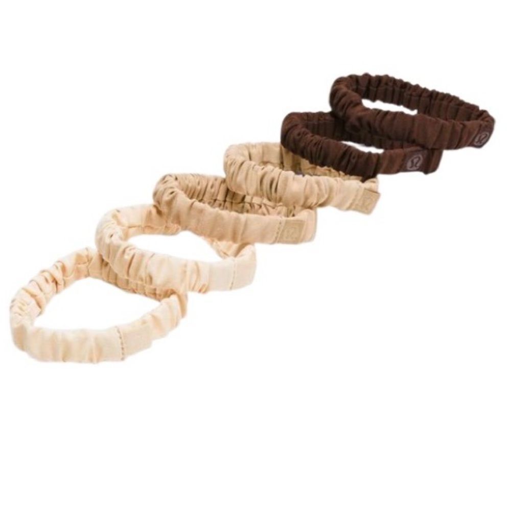 Lululemon Skinny Scrunchies 6 Pack Java/Java/Gleam/Gleam/Pale Linen/Pale Linen